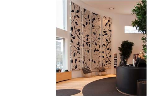 fraster, filt, Plus, felt, uldfilt, akustik, udsmykning, indretning, design, akustik panel, lyddæmpning, twister, akustik panel, filtfarver, dekoration