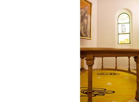 Altertæppe i kirke i Fraster filt