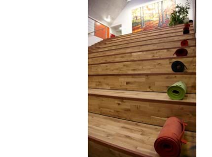 Filt sæde udrullet på trappe