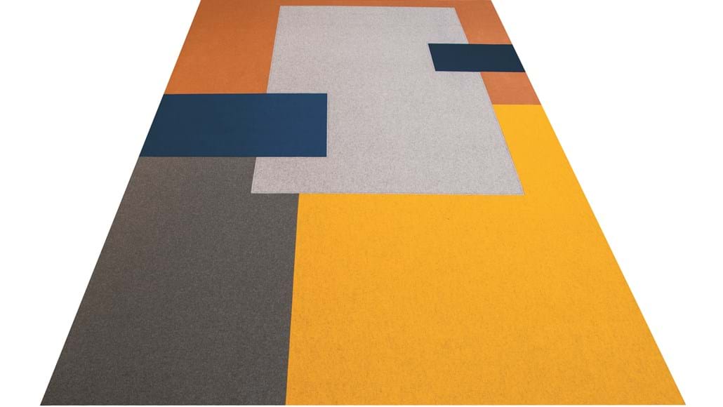 Filt tæppe design ratio gul grå blå