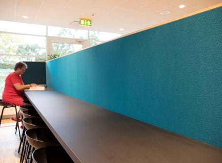 Filt opklæbet på væg i møderum hos TDC (3)