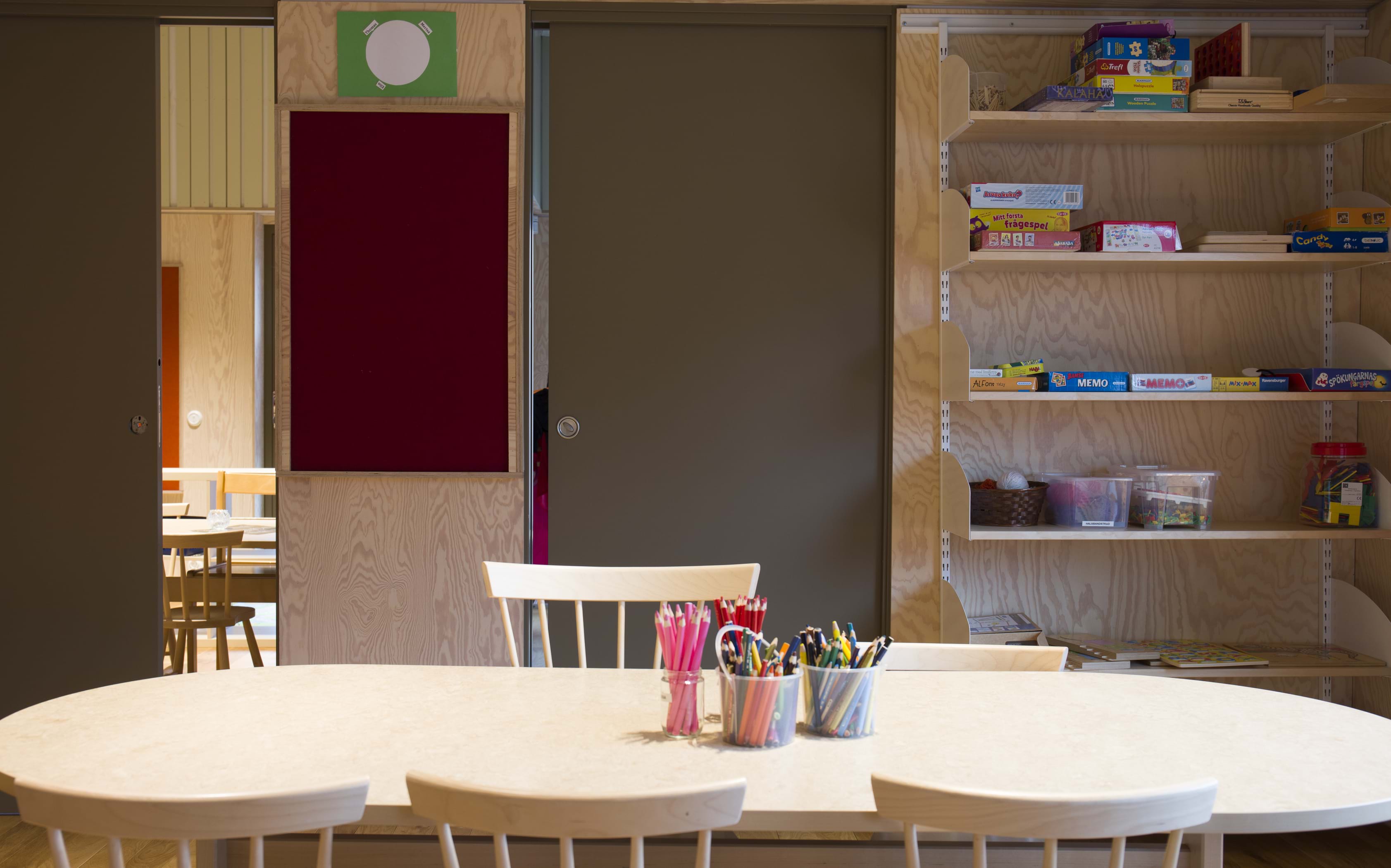 Fraster felt as bulletin and acoustical board in the kindergarten Haveindretning inspiration