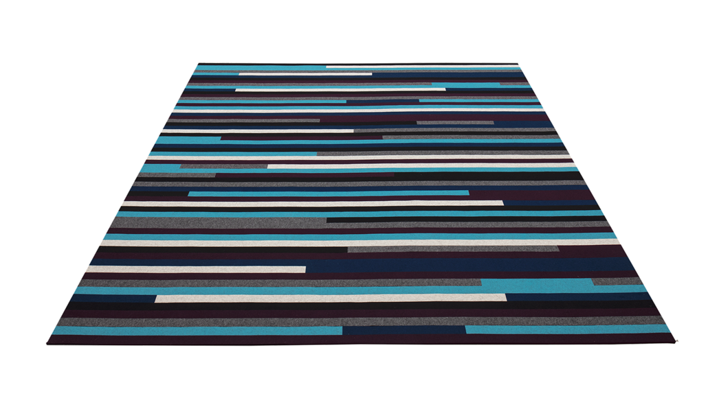 Fraster filt tæppe design Zenith i gråt og blåt