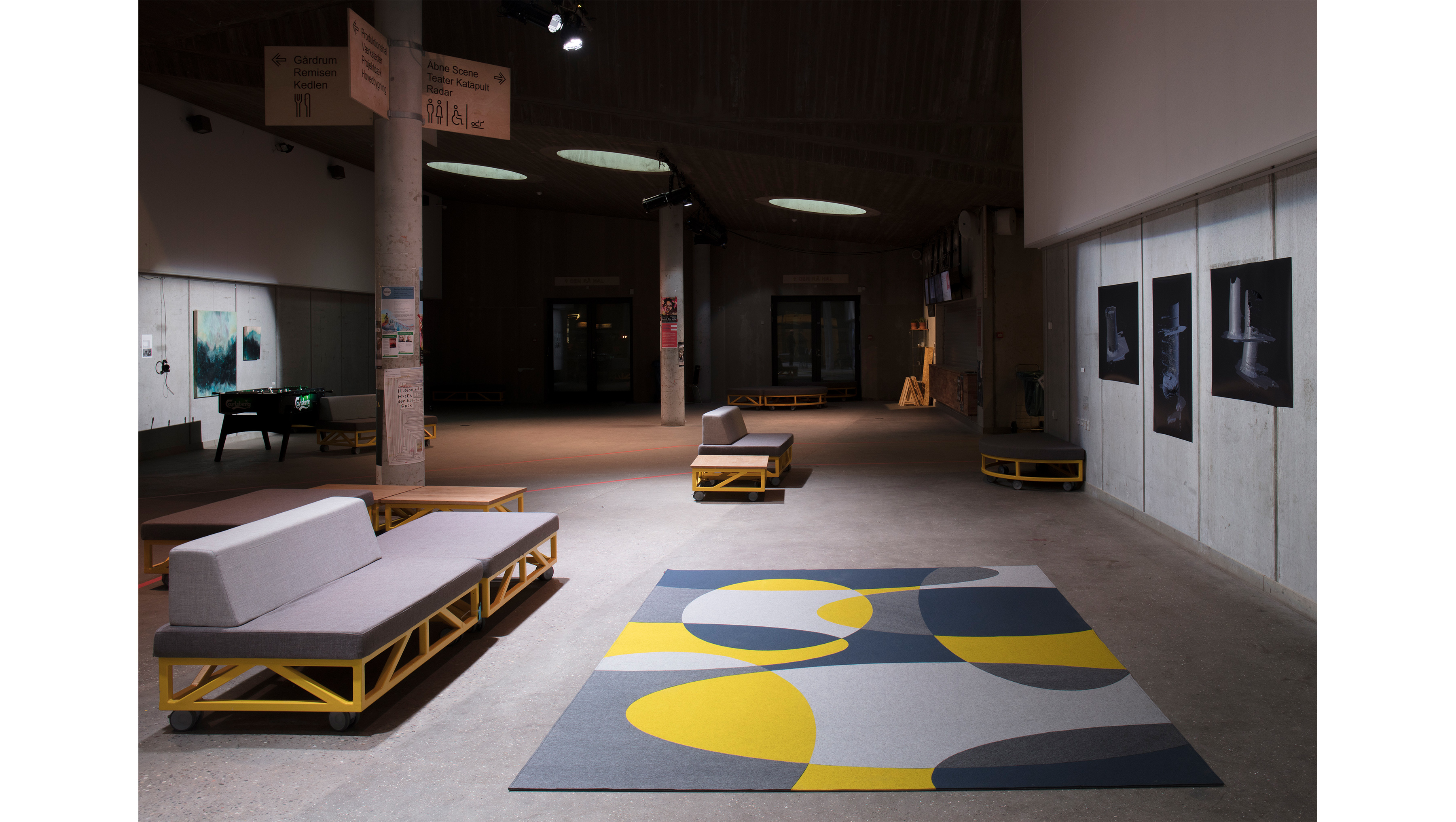 Filttæppe design Format gul grå filt