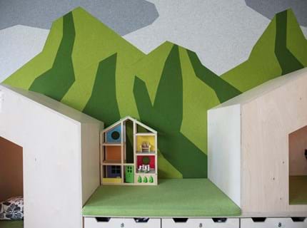 grøn uldfilt væg udsmykning