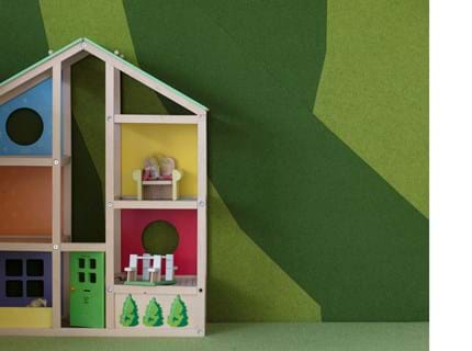 grøn uldfilt væg udsmykning