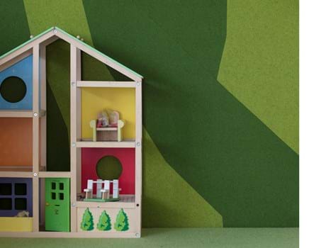 grøn uldfilt væg udsmykning