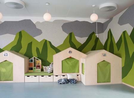 grøn uldfilt væg udsmykning