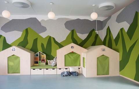 grøn uldfilt væg udsmykning