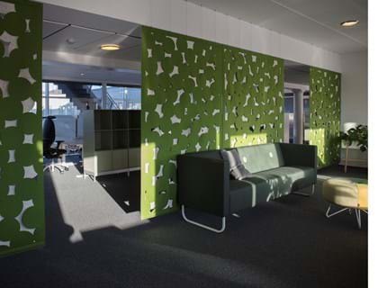 Rumafskærmning med grøn Fraster filt kontor