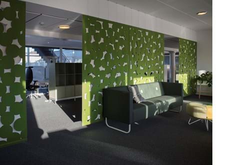 Rumafskærmning med grøn Fraster filt kontor