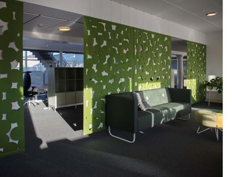 Rumafskærmning med grøn Fraster filt kontor