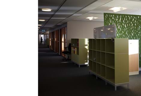 Rumafskærmning med grøn Fraster filt kontor