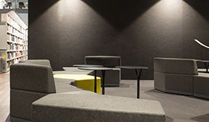 Fraster filt på væg i bibliotek