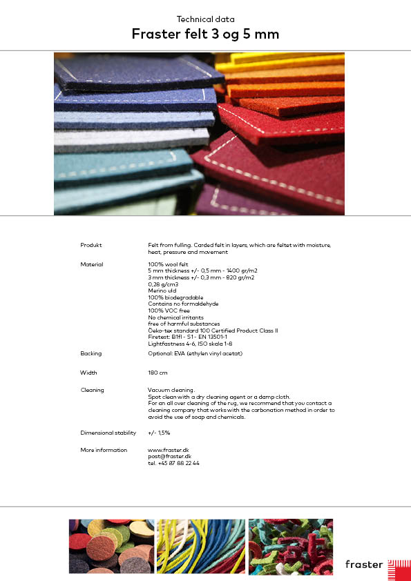 Filt, filt, datablad EN