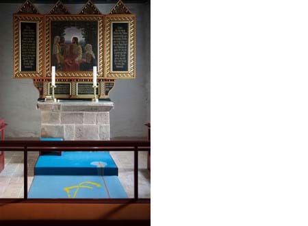Kunstnerisk altertæppe i filt skallerup kirke