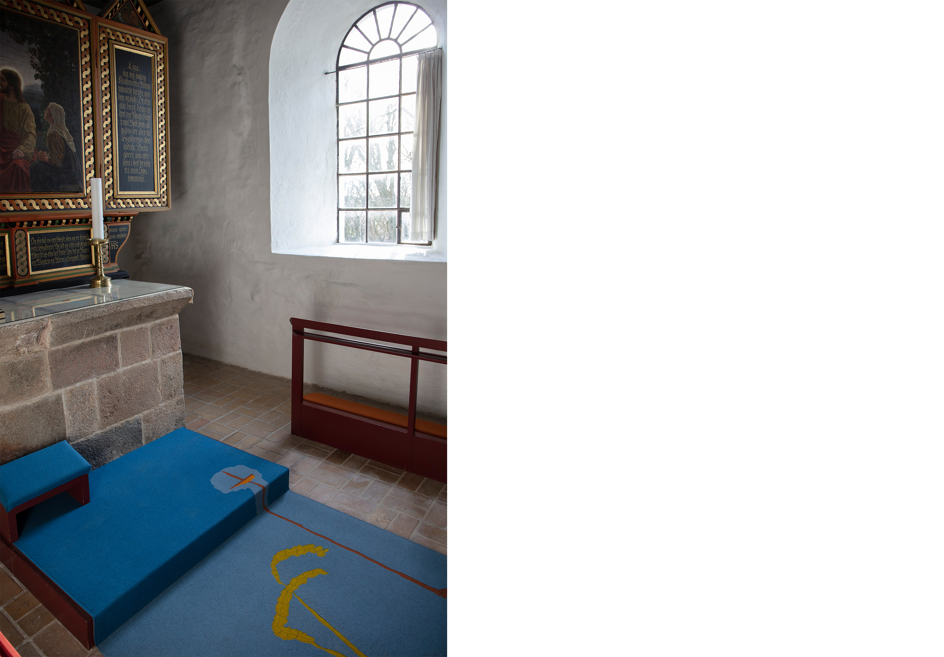 Kunstnerisk altertæppe i filt skallerup kirke (1)