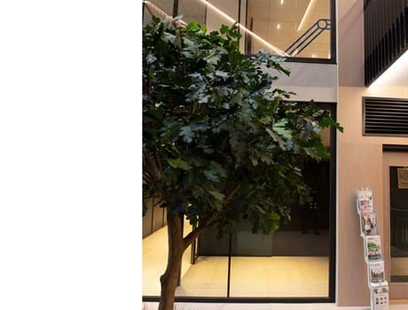 Fraster filt opklæbet på væg i trappegang